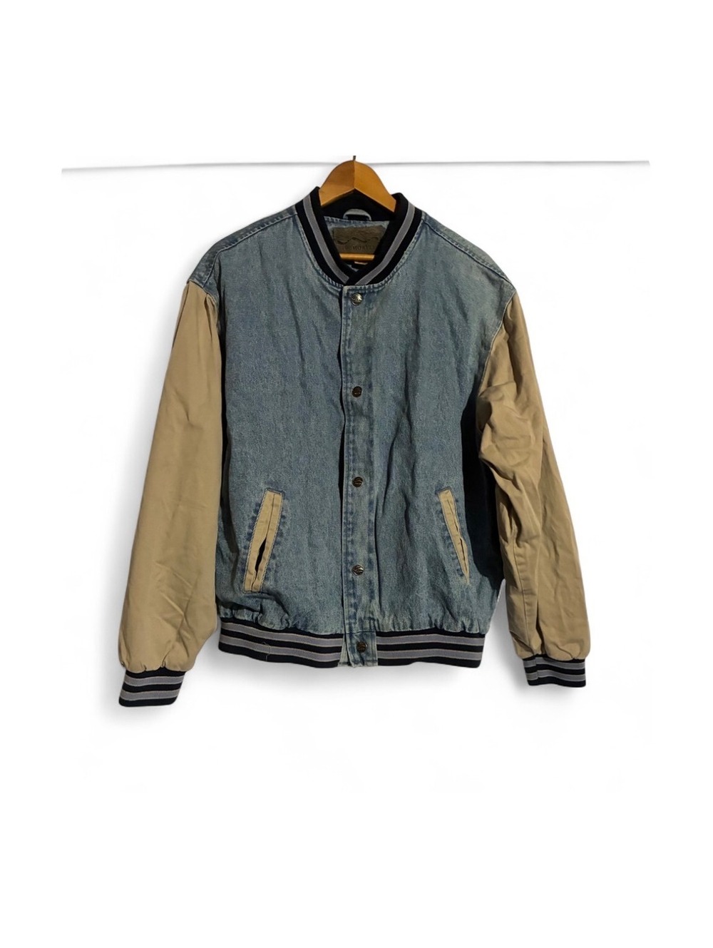 Vintage 90s Port Authority Denim Varsity Bomber Jacket